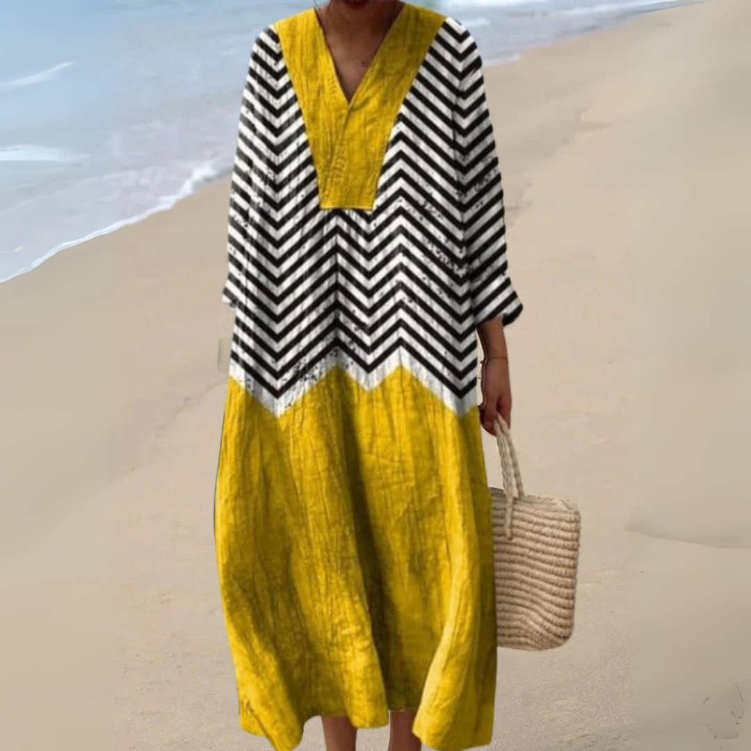 Kaia - Boho Vintage Geometric Pattern Dress