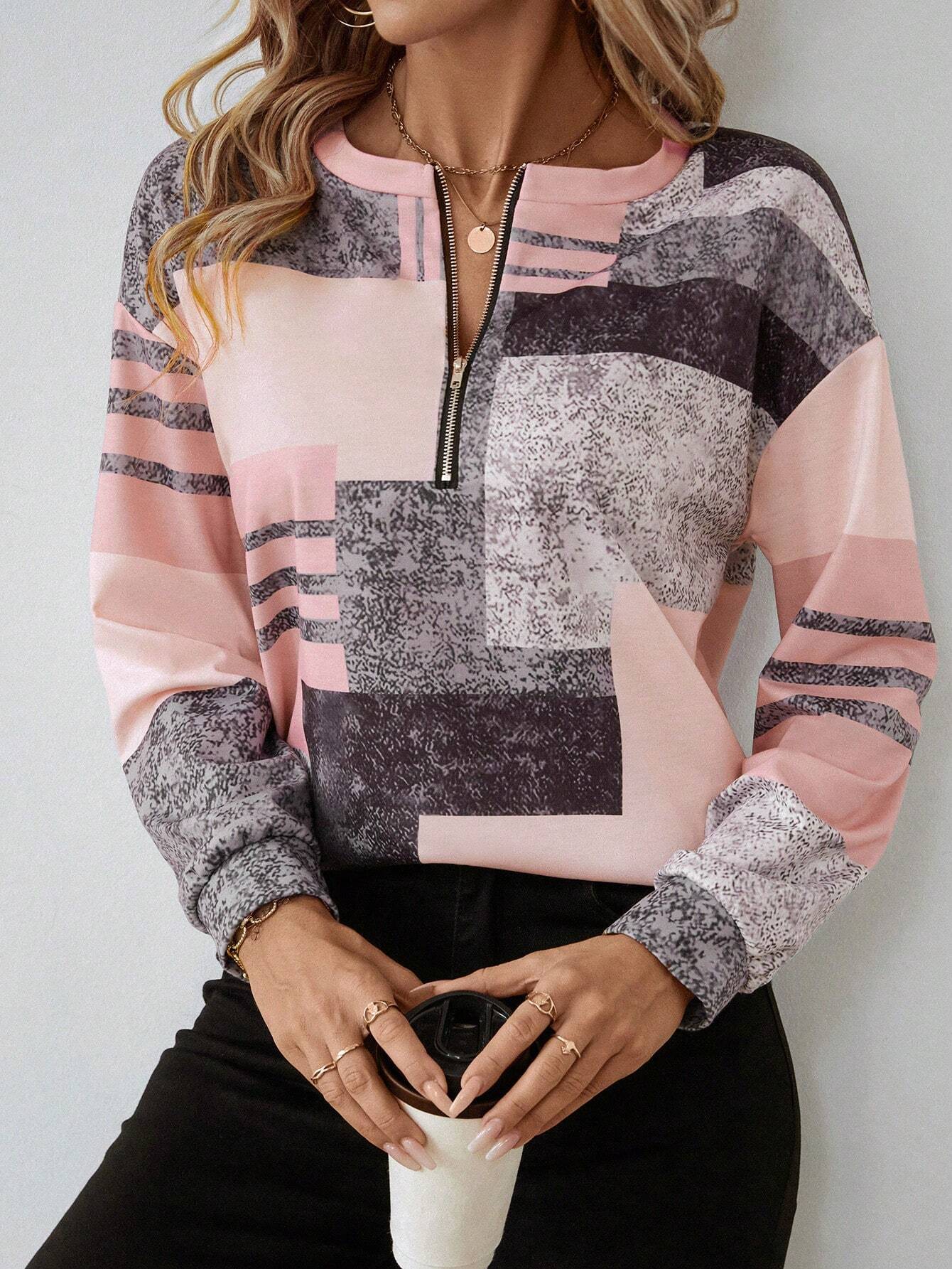 Marla | Abstract Zip-Neck Sweatshirt