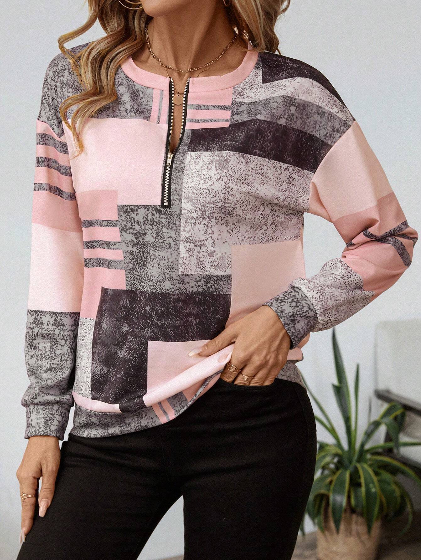 Marla | Abstract Zip-Neck Sweatshirt