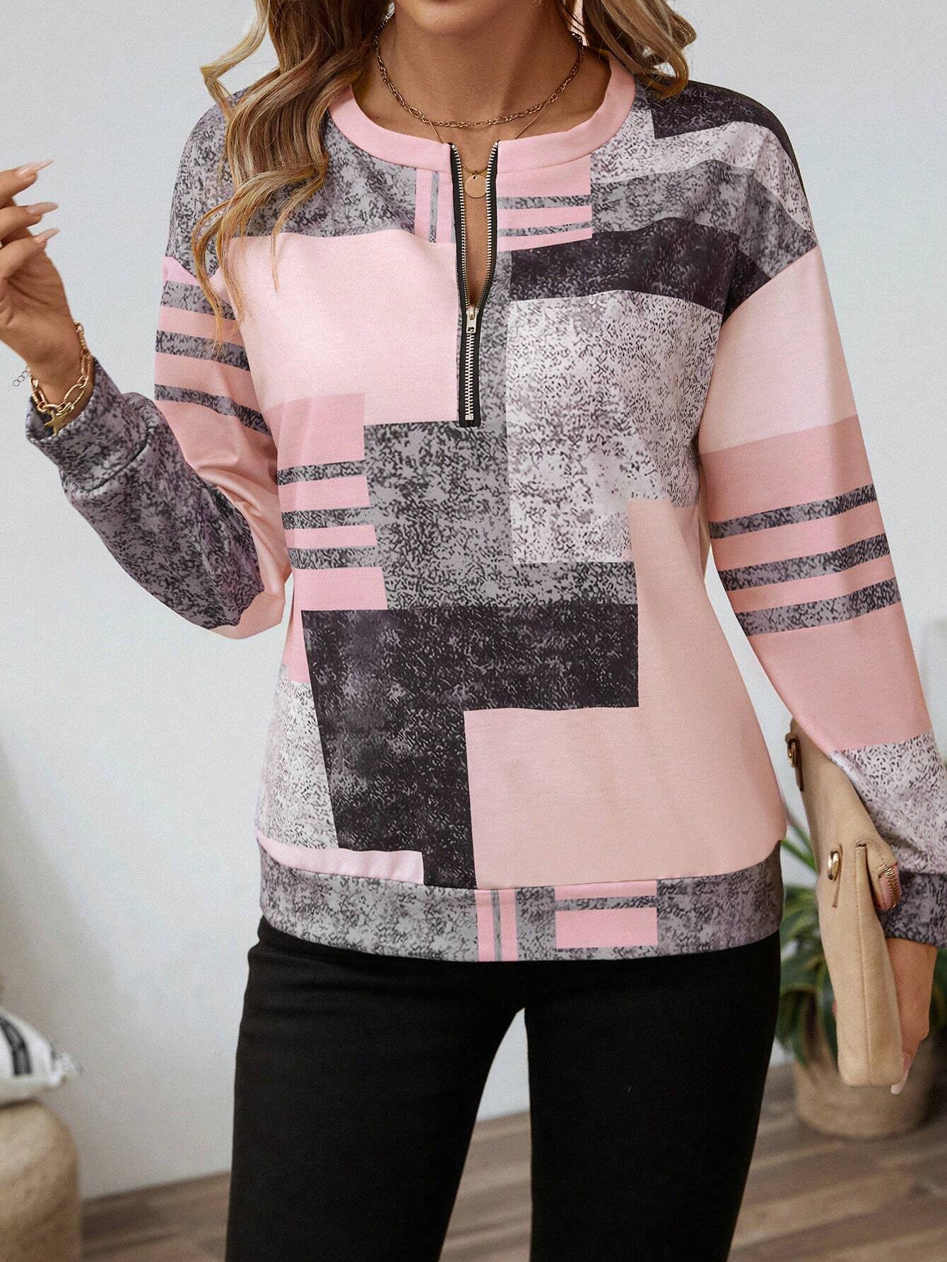 Marla | Abstract Zip-Neck Sweatshirt