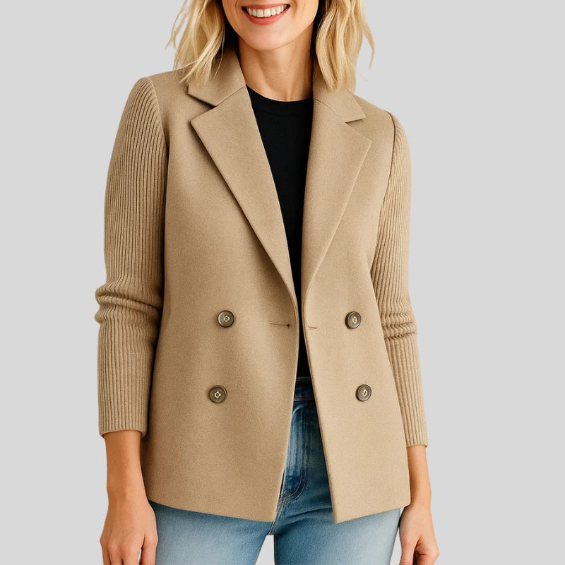 Velin | Double-Breasted Knit Sleeve Blazer