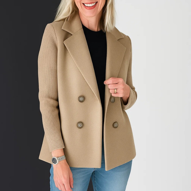 Velin | Double-Breasted Knit Sleeve Blazer