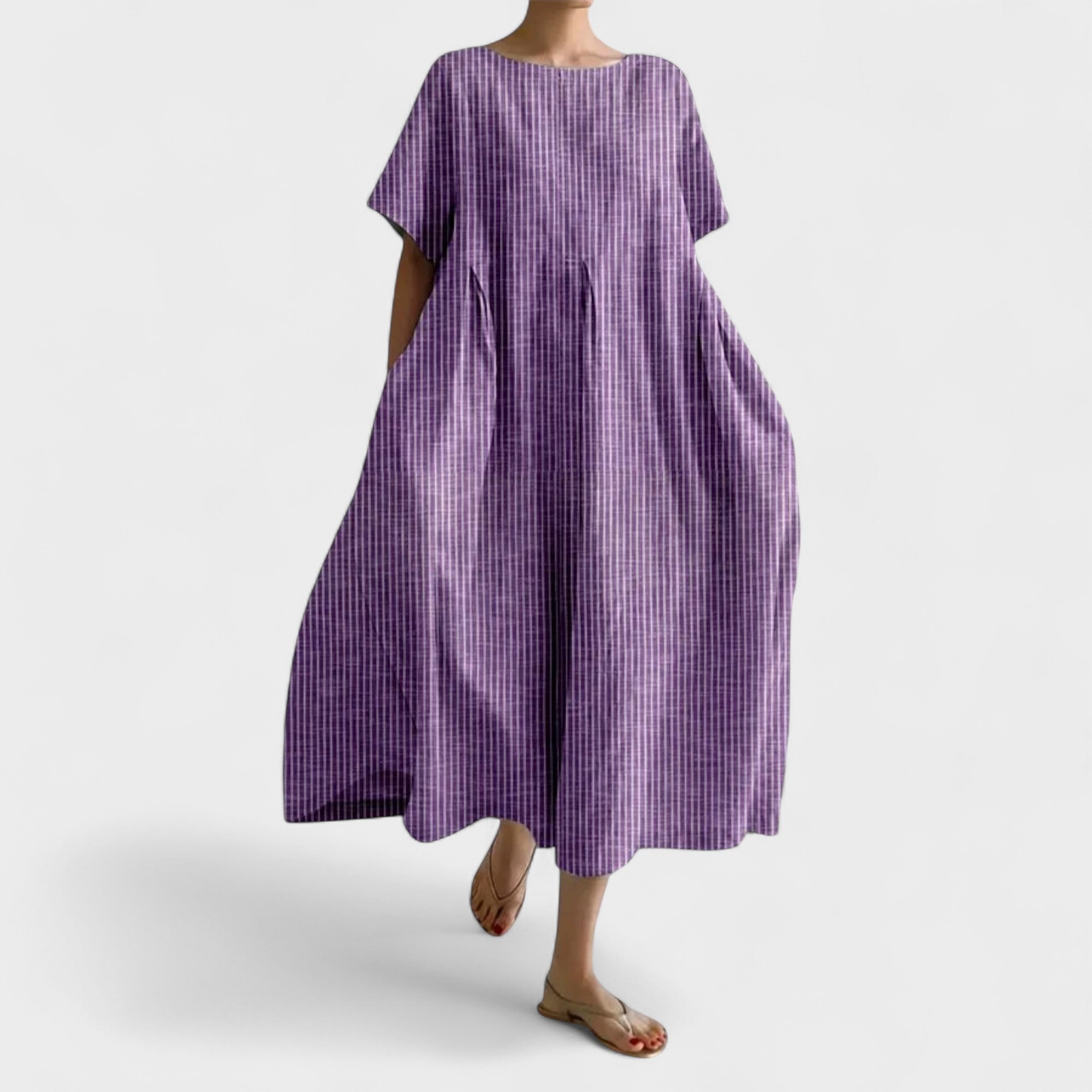 Elara | Lightweight Flowy Pleated Dress with Short Sleeves