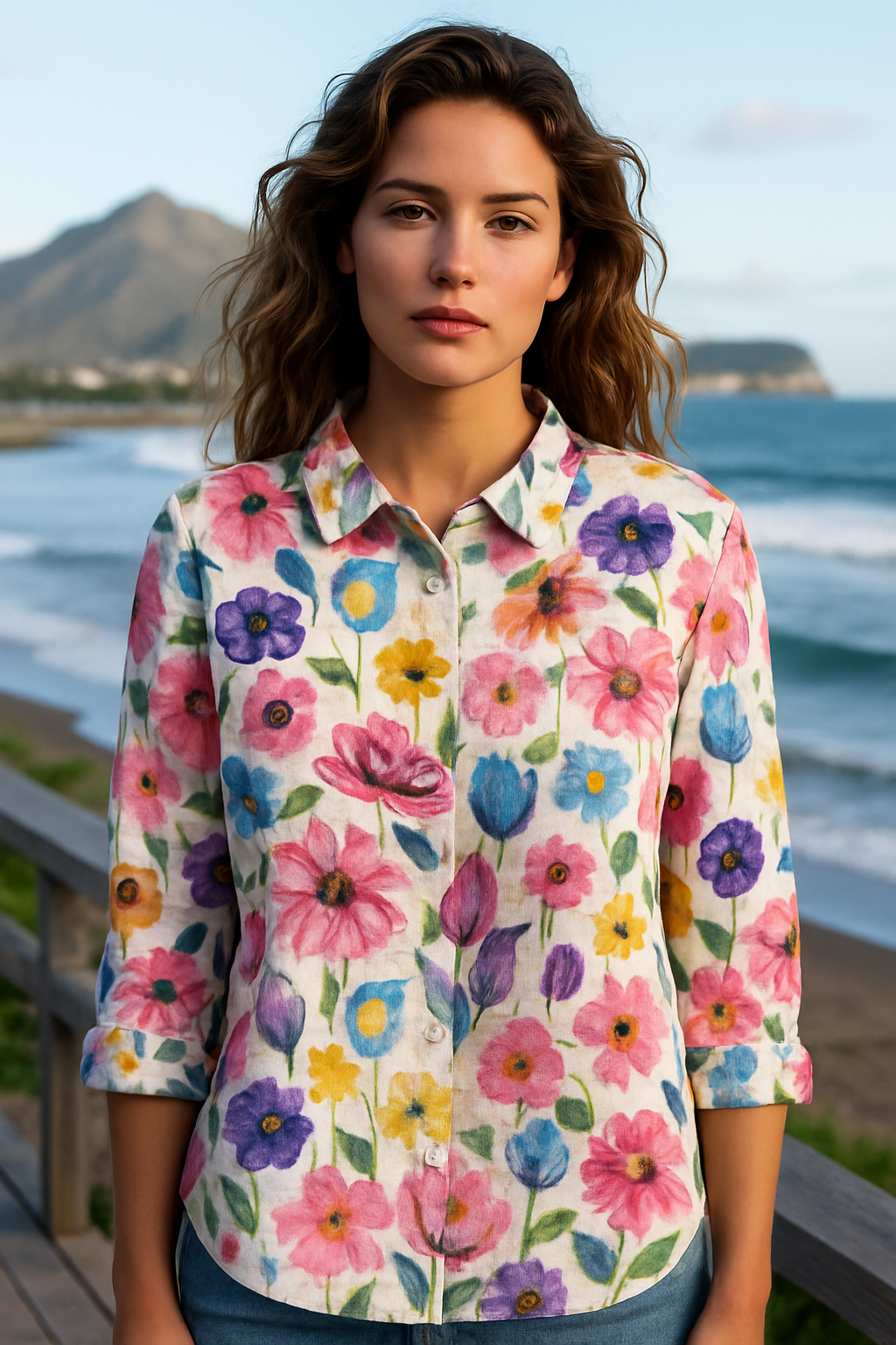 Savannah | Vintage Floral Cotton-Linen Shirt