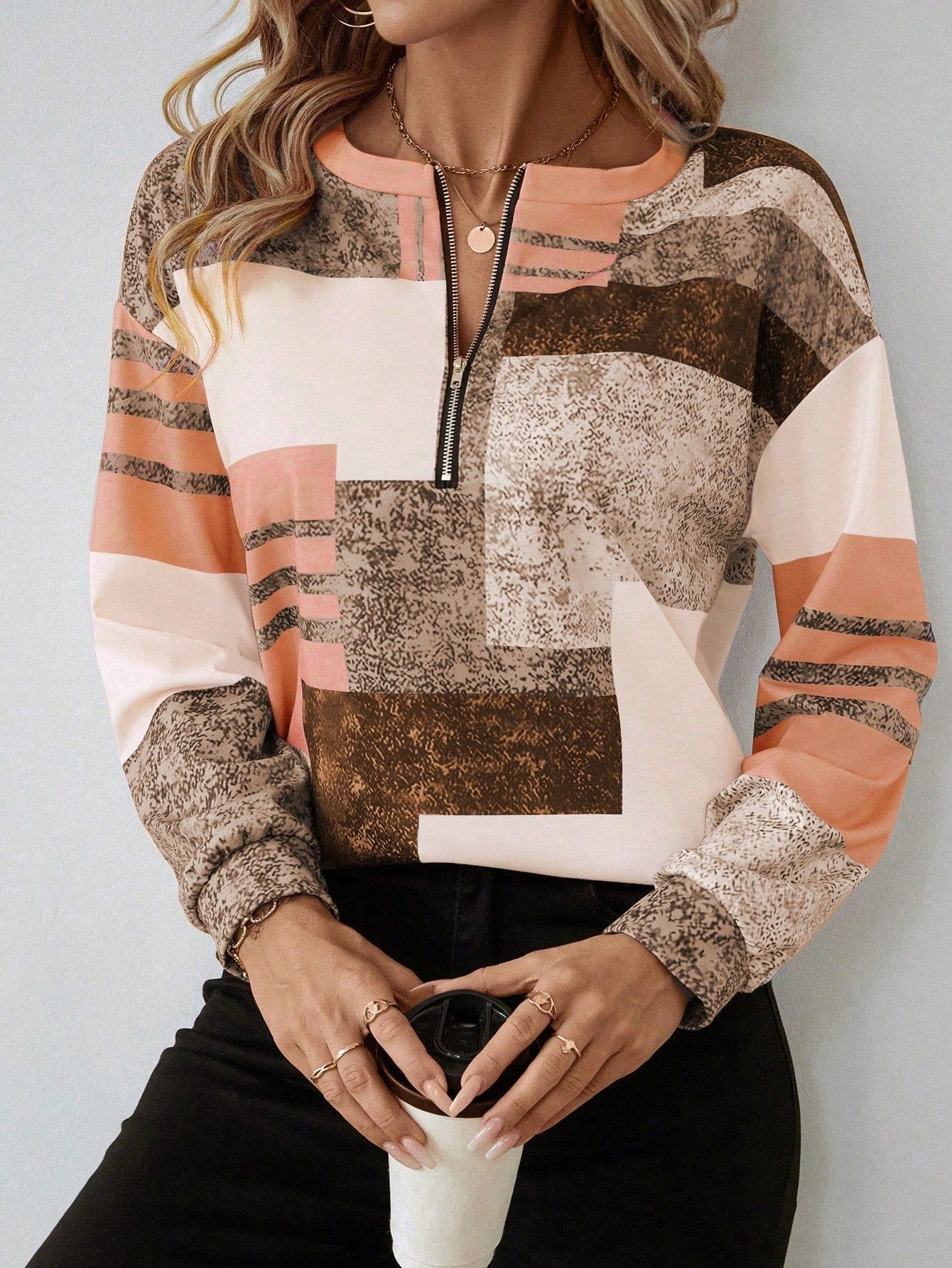 Marla | Abstract Zip-Neck Sweatshirt