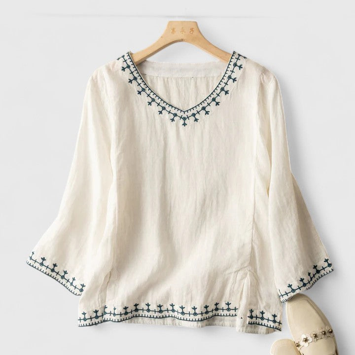 Mirella | V-Neck Blouse - Effortless Elegance, Everyday Confidence