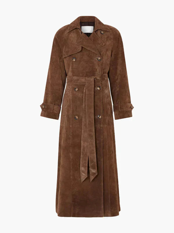 Catherine | Long Suede Trench Coat
