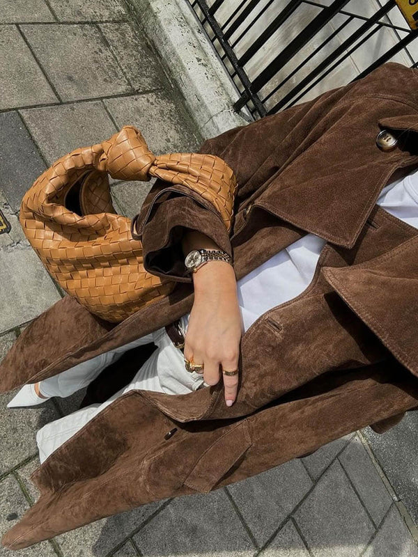 Catherine | Long Suede Trench Coat