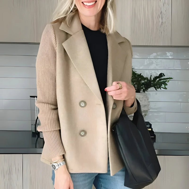 Velin | Double-Breasted Knit Sleeve Blazer