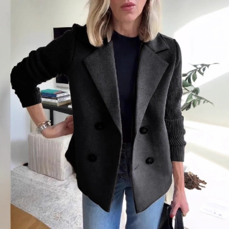 Velin | Double-Breasted Knit Sleeve Blazer