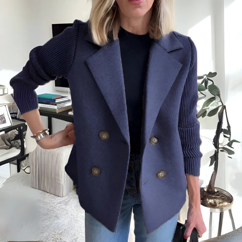 Velin | Double-Breasted Knit Sleeve Blazer
