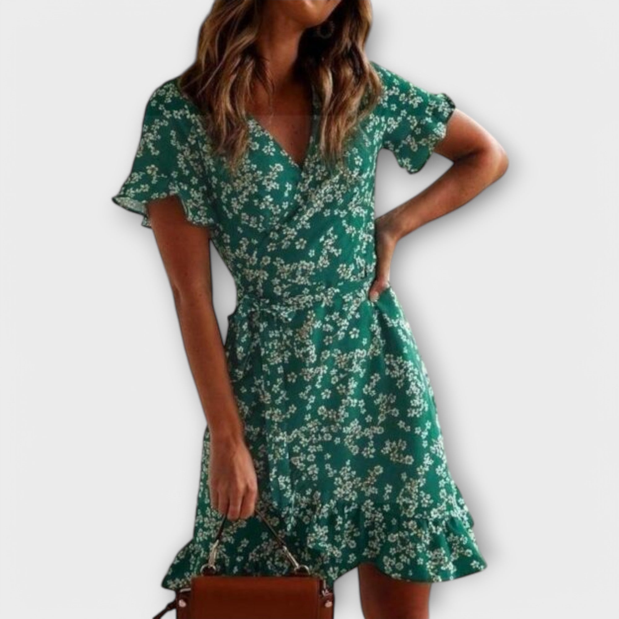 Nilsine - Boho Short Dress in Green
