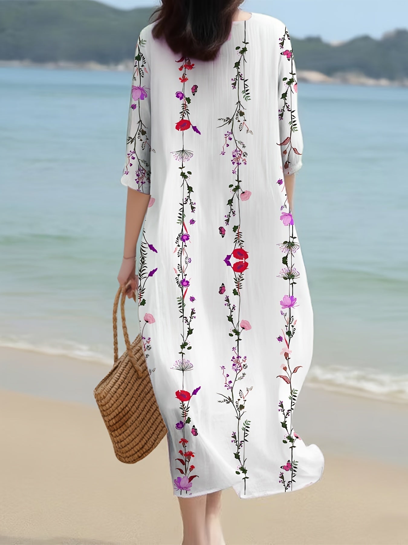 Steph – Vintage Floral Kimono-Style Midi Dress