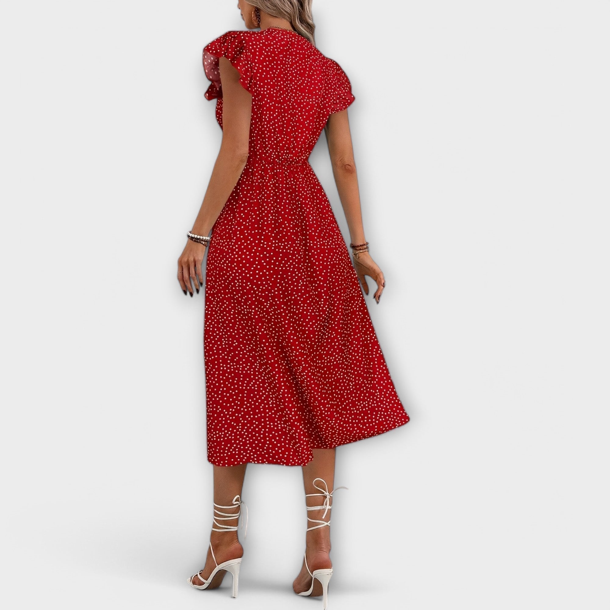 Stylish Polka-Dot Midi Dress