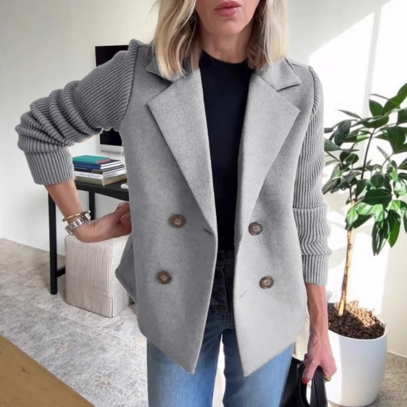 Velin | Double-Breasted Knit Sleeve Blazer