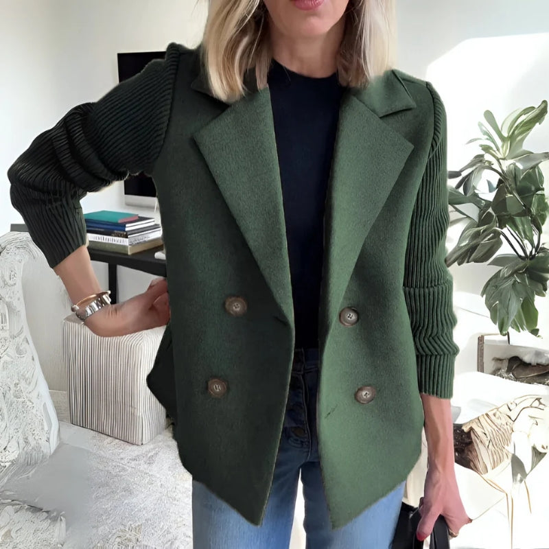 Velin | Double-Breasted Knit Sleeve Blazer