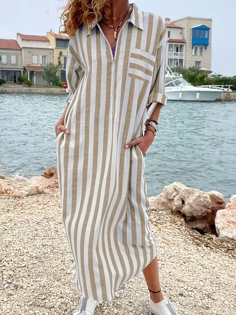 Danica™ | Striped Button-Down Shirt Dress