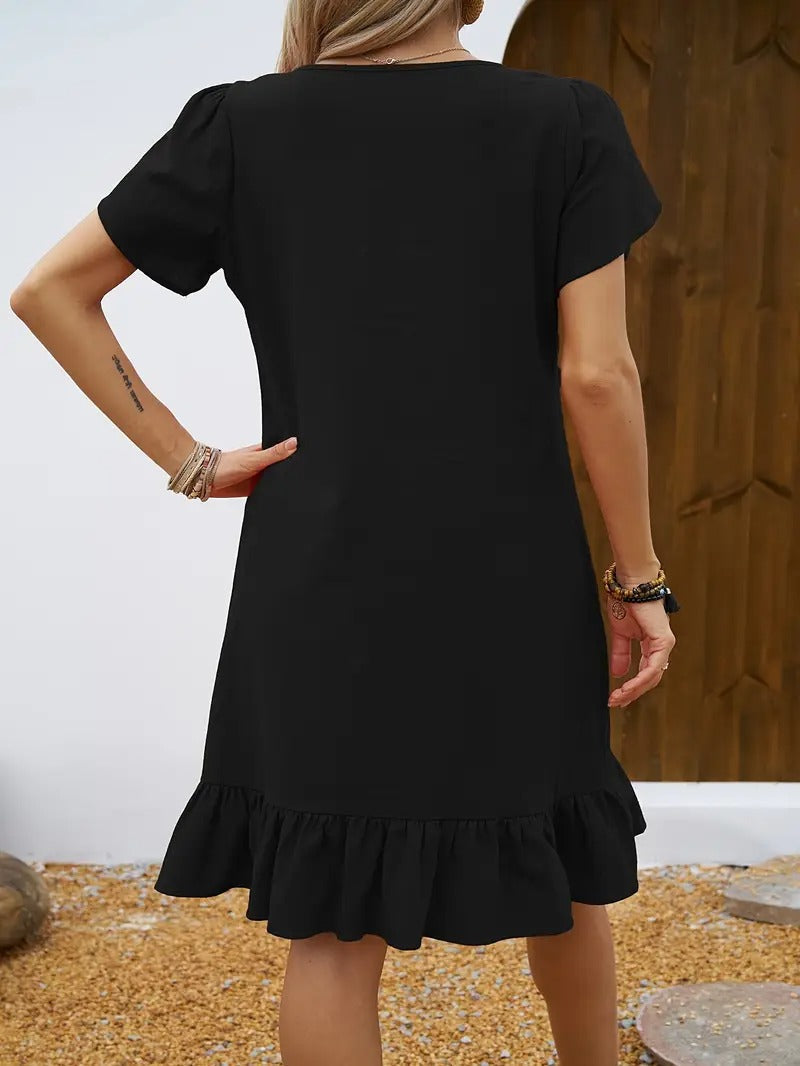 Kelly™ | Ruffle Sleeve V-Neck Dress