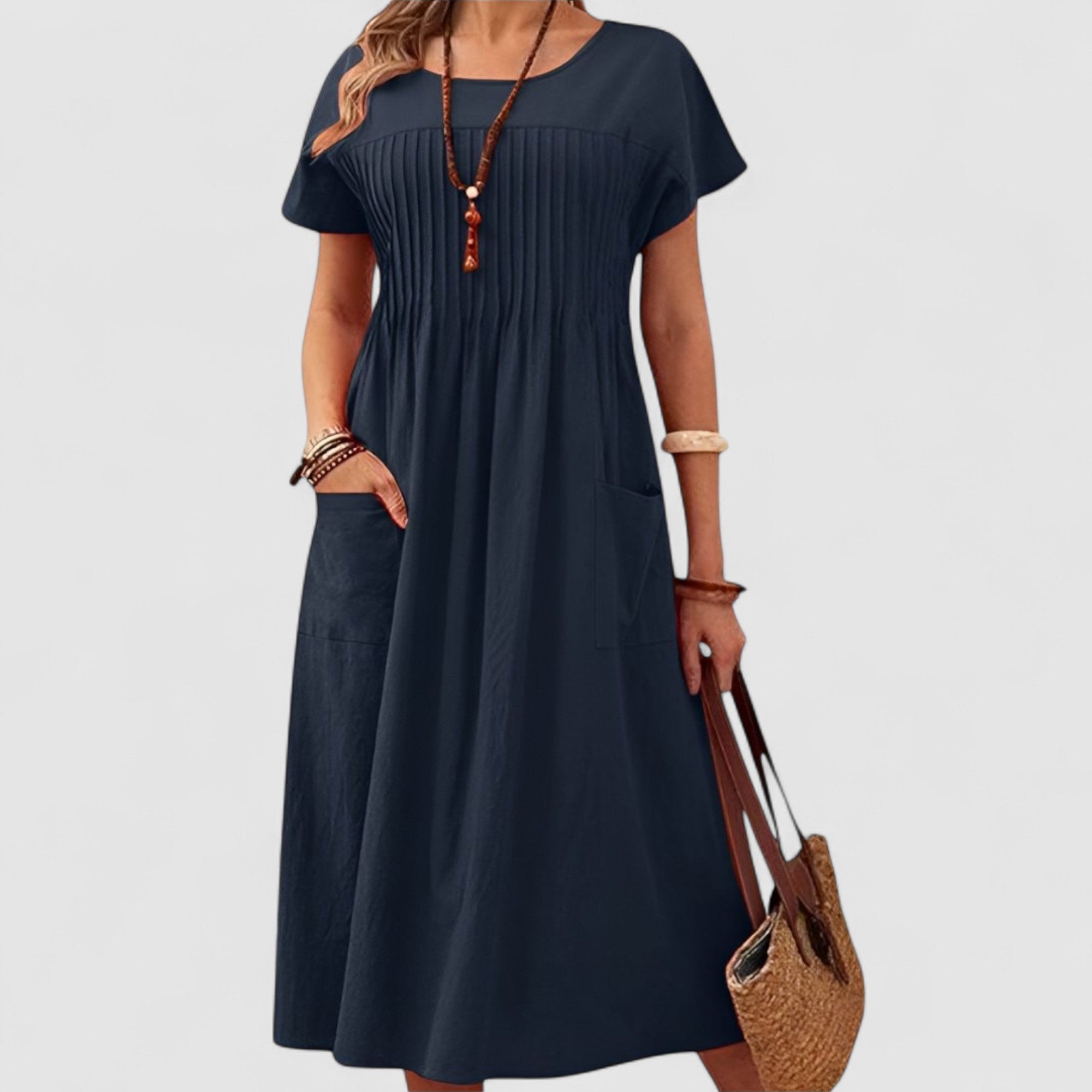 Leonie - Pleated Pocket Midi Dress