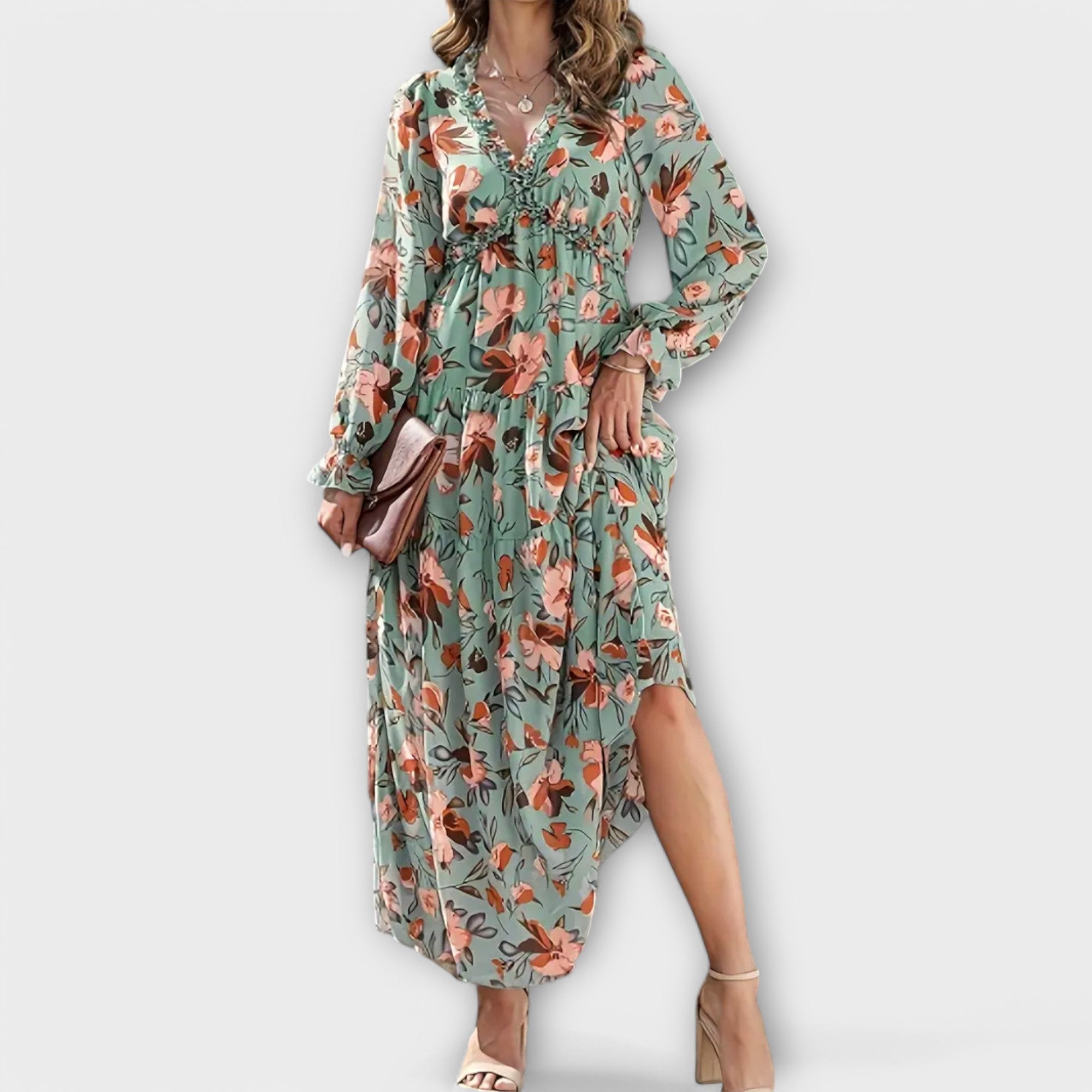 Helen | Long Sleeve V-Neck Maxi Dress