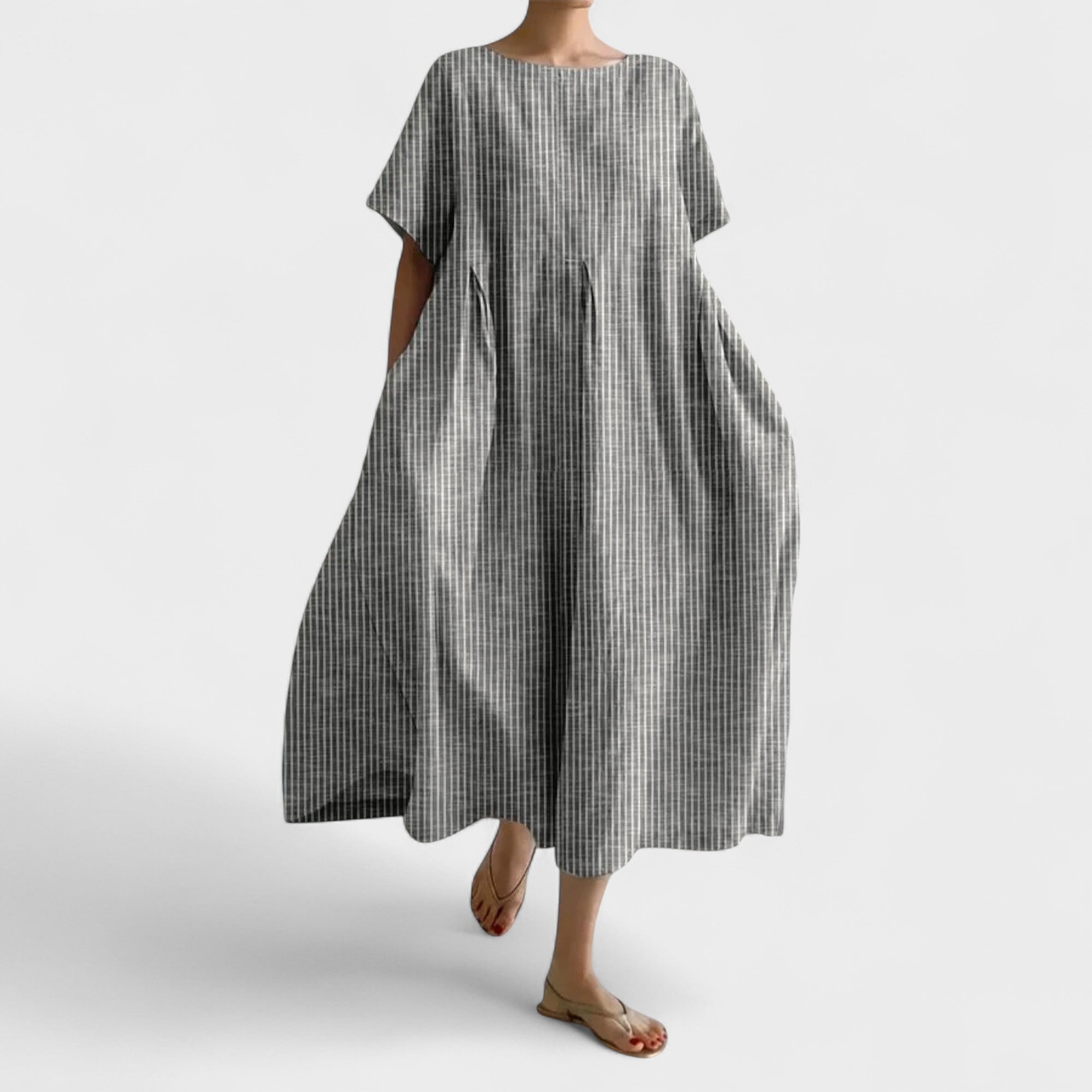 Elara | Lightweight Flowy Pleated Dress with Short Sleeves