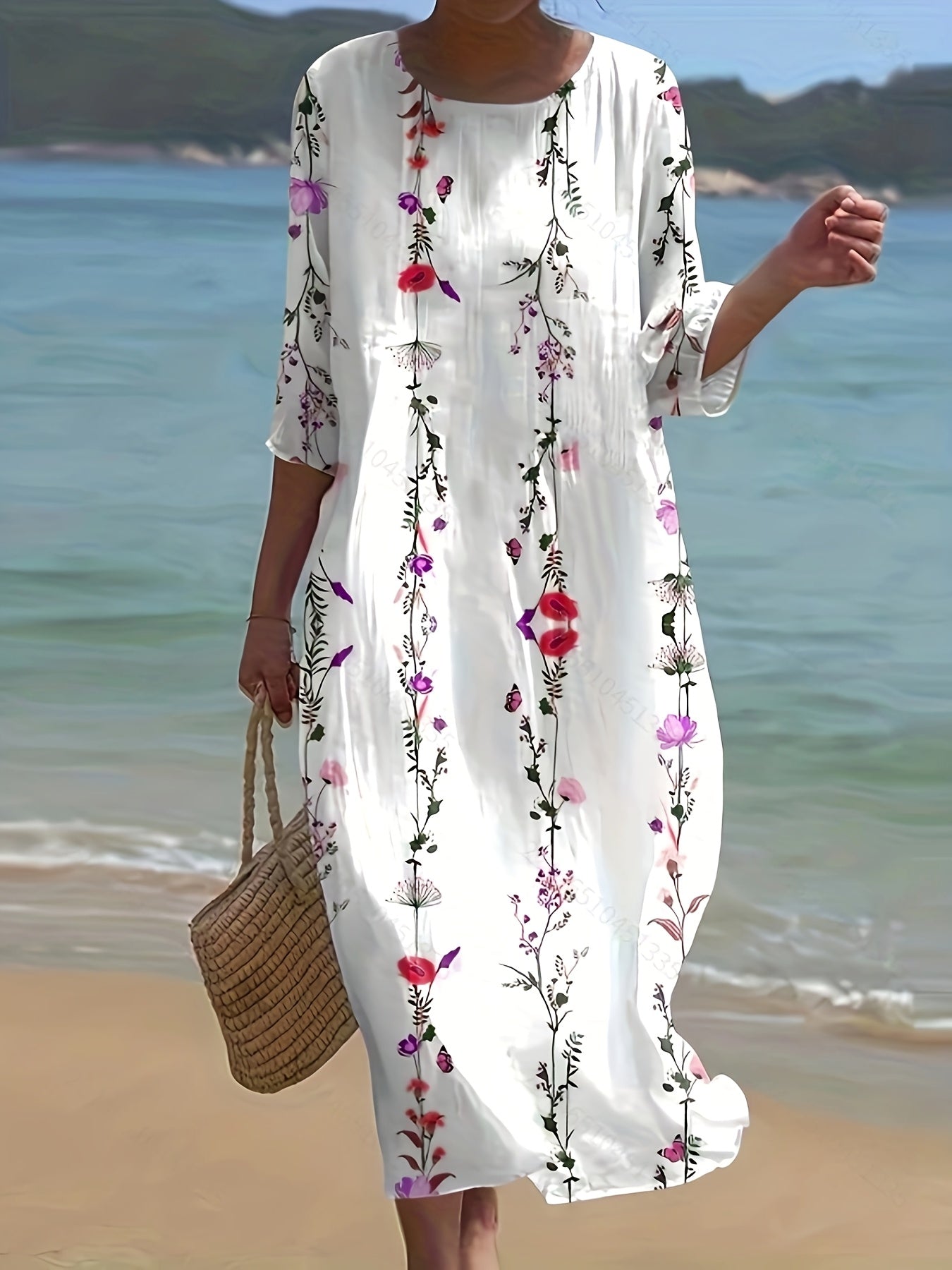 Steph – Vintage Floral Kimono-Style Midi Dress