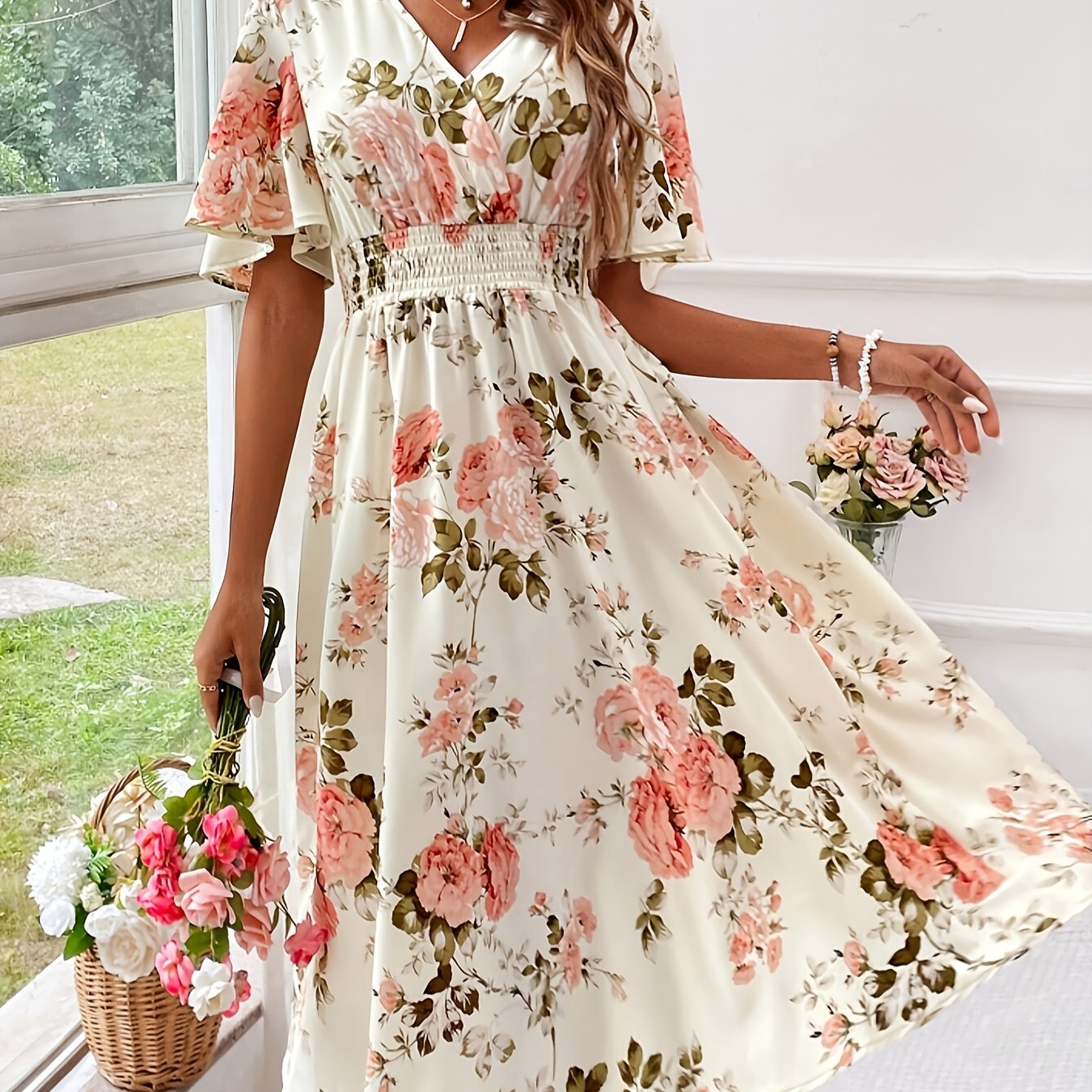 Olive - Plus Size Floral Dress