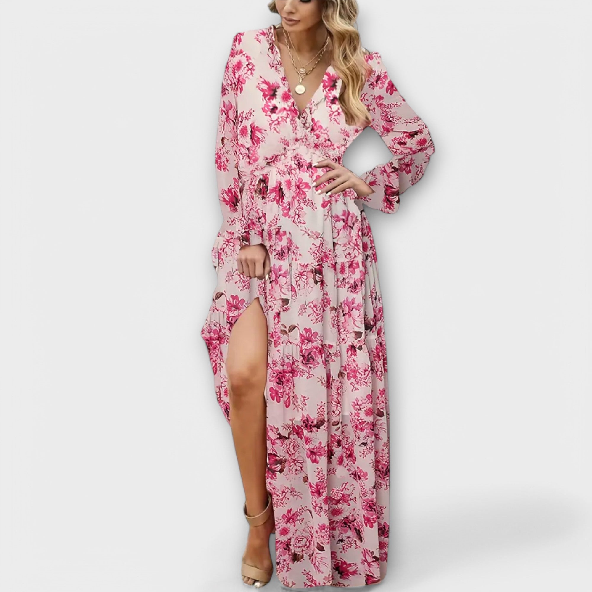 Helen | Long Sleeve V-Neck Maxi Dress