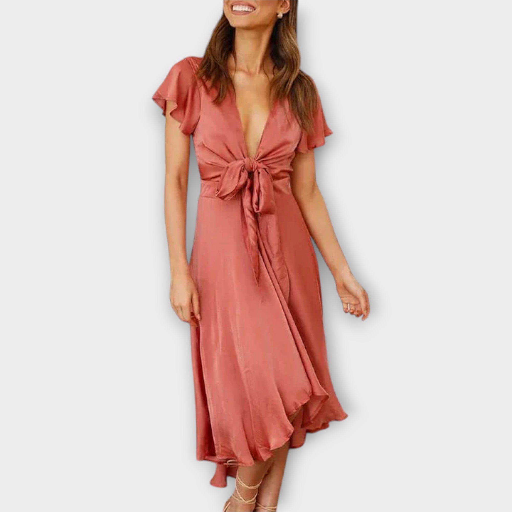 Margret - Elegant V-neck Midi Dress