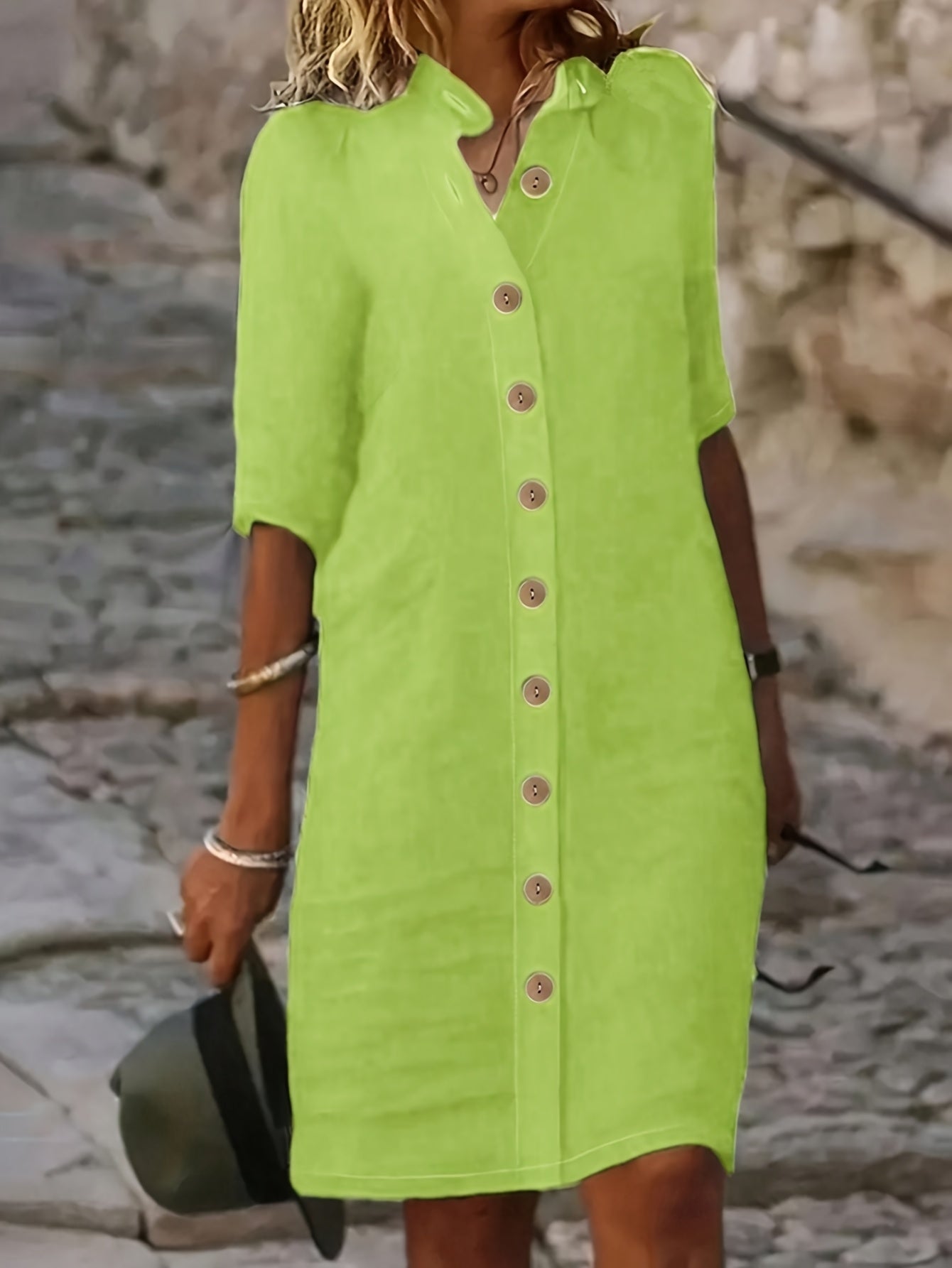 Sarah™ | Button-Down Linen Shirt Dress