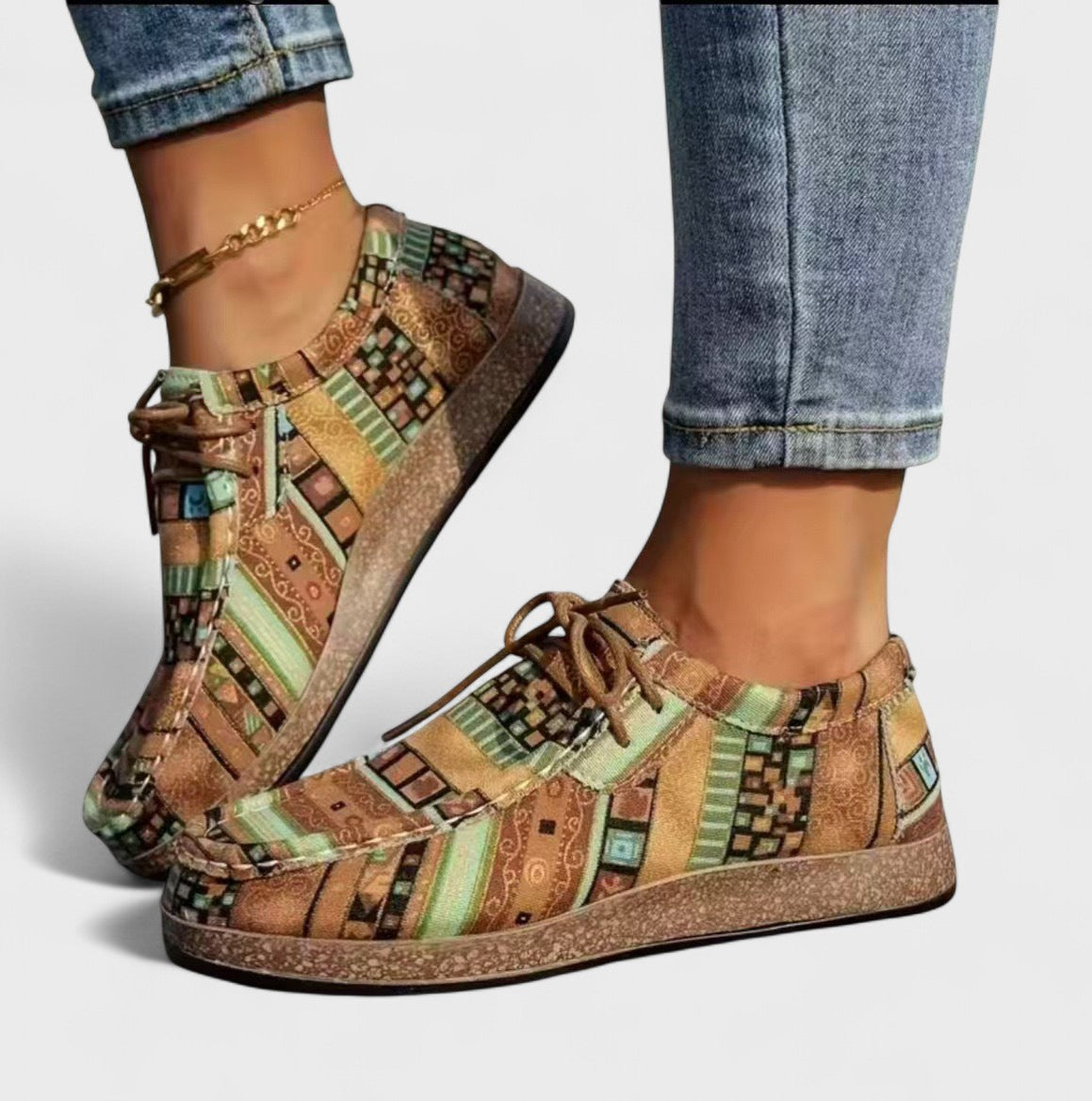 Seryphina | Bohemian Patchwork Lace-Up Sneakers
