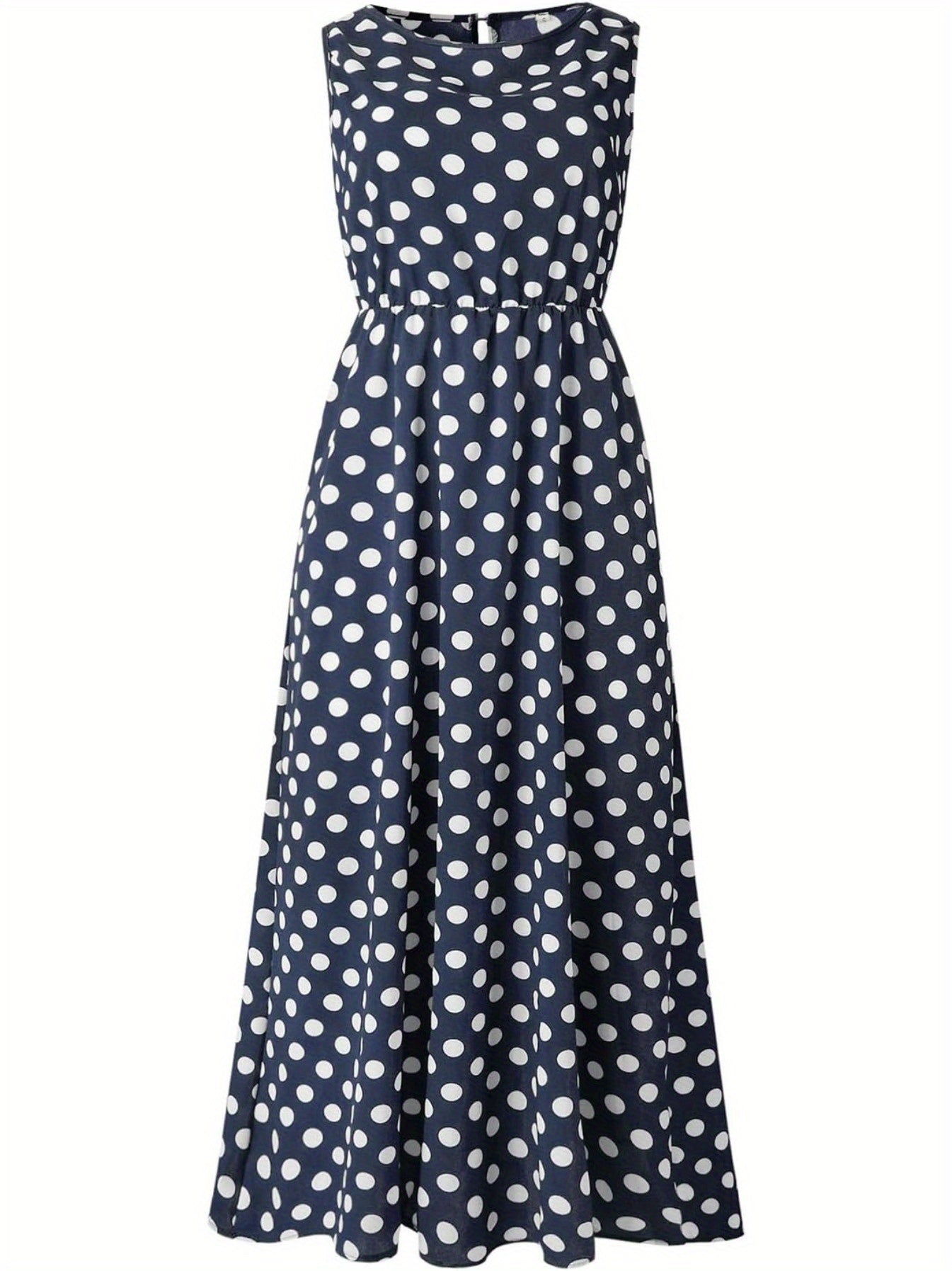 Brigitte – Sleeveless Boho Polka Dot Dress