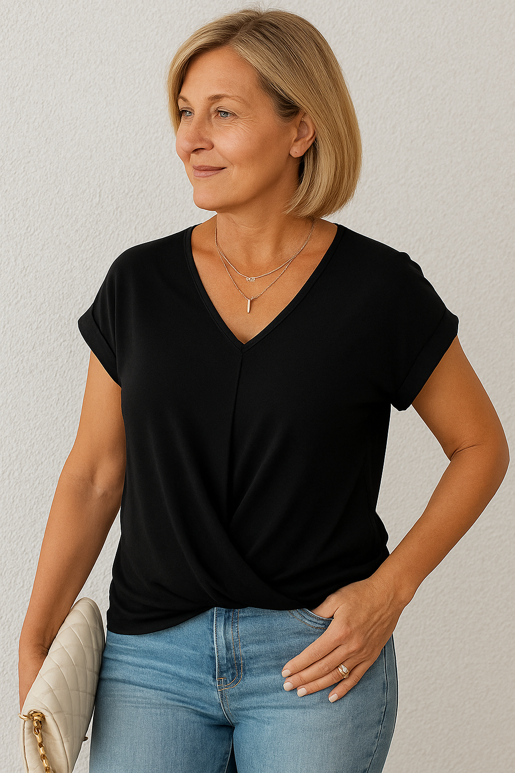 Liana | Soft Drape Twist-Front Top - Flattering, Comfortable & Elegant”