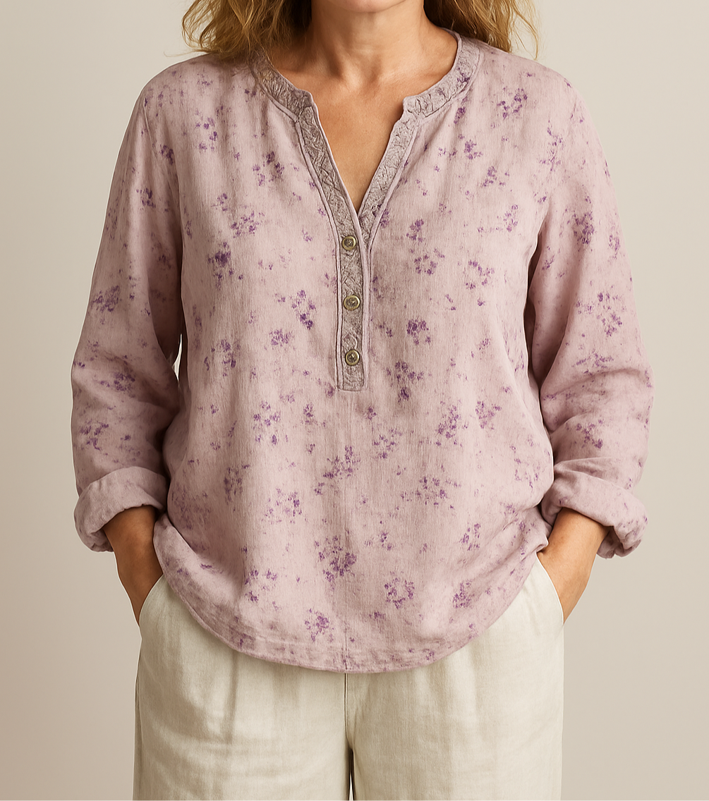 Seliora | Elegant Floral Long Sleeve Tunic Blouse