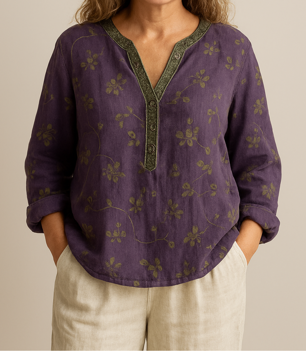 Seliora | Elegant Floral Long Sleeve Tunic Blouse