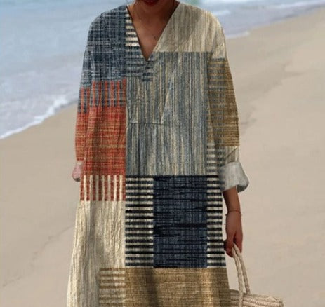 Finley - Retro Geometric Pattern Print Dress