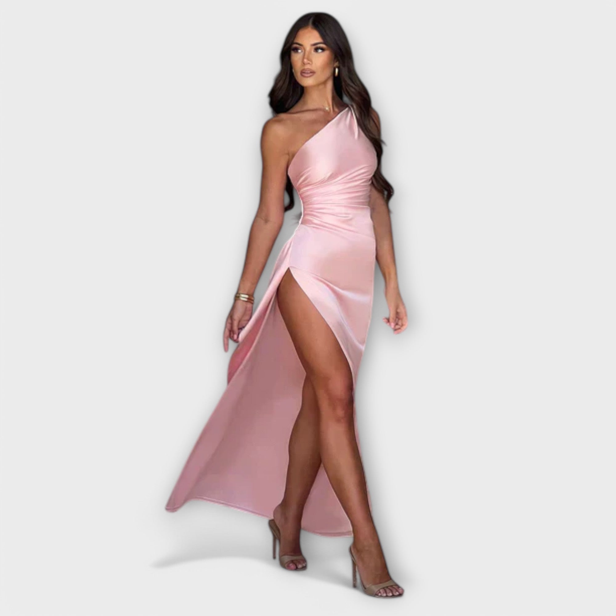 Luna | Asymmetrical Maxi Dress with Thigh-High Slit