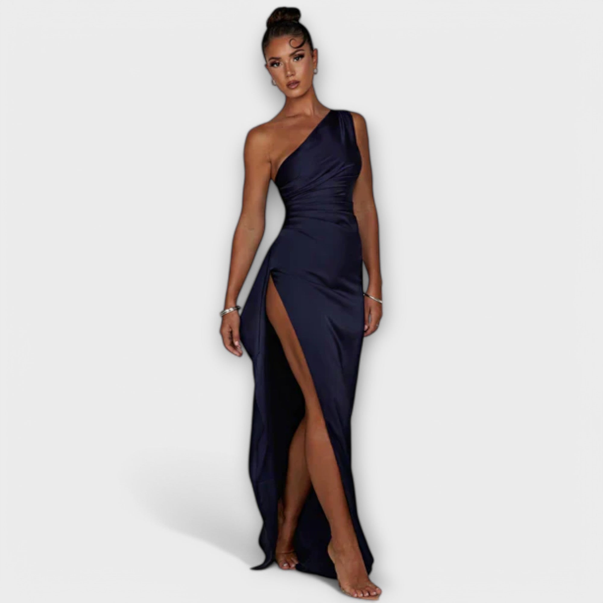 Luna | Asymmetrical Maxi Dress with Thigh-High Slit