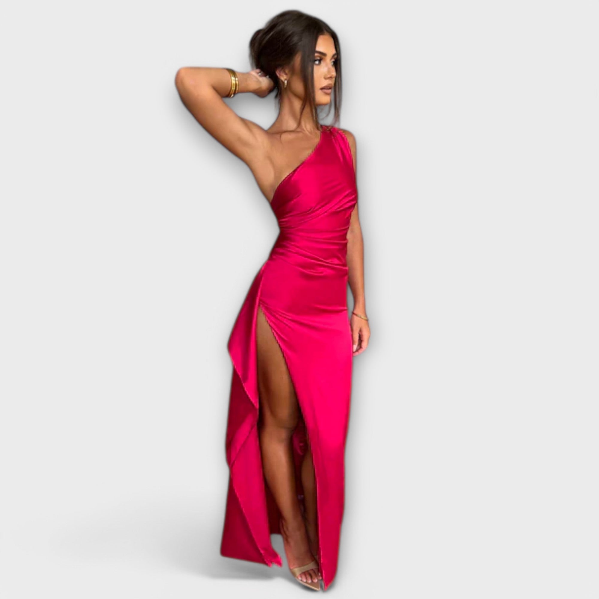 Luna | Asymmetrical Maxi Dress with Thigh-High Slit