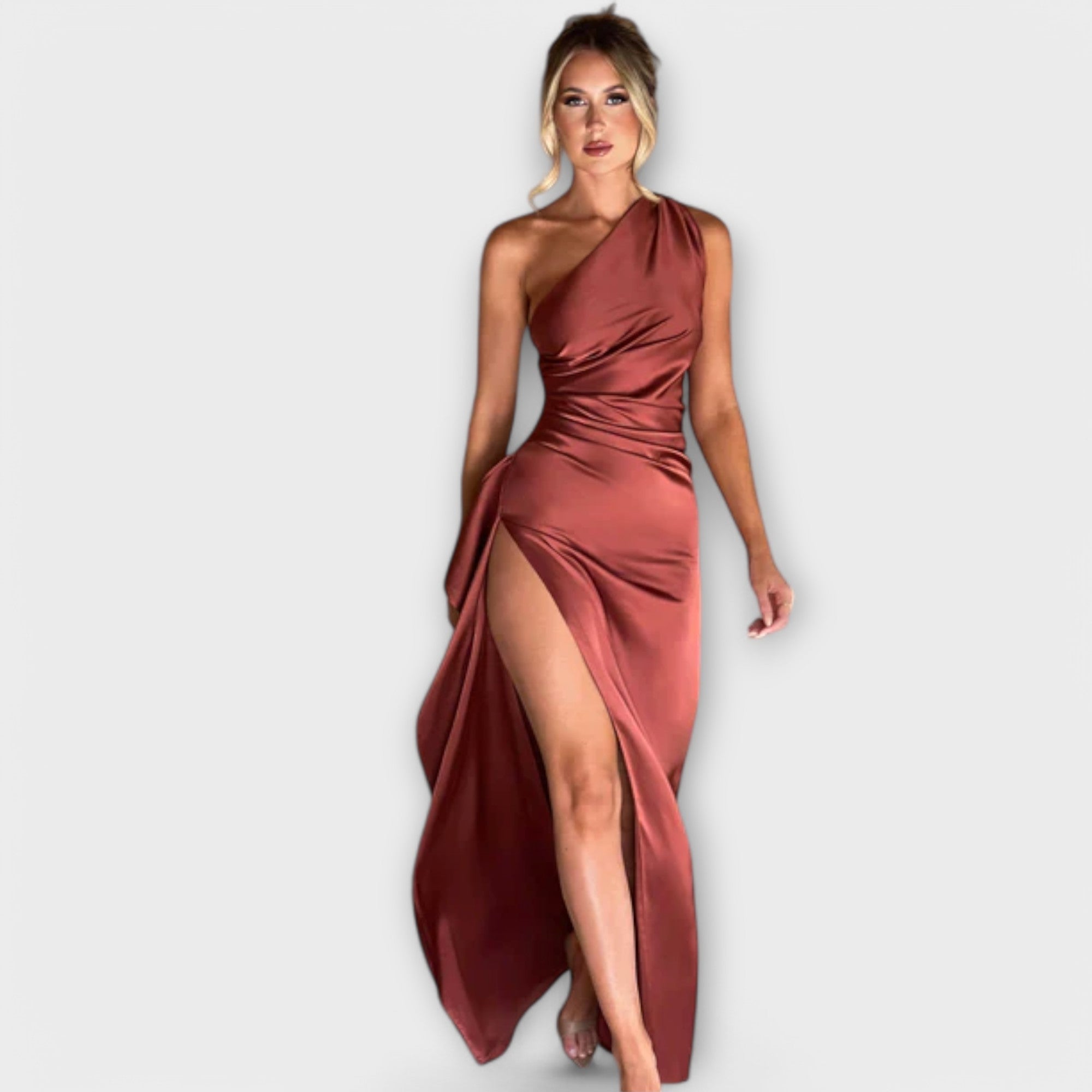 Luna | Asymmetrical Maxi Dress with Thigh-High Slit