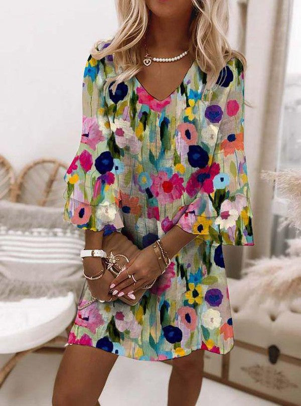 Lourdes - Romantic Floral Mini Dress