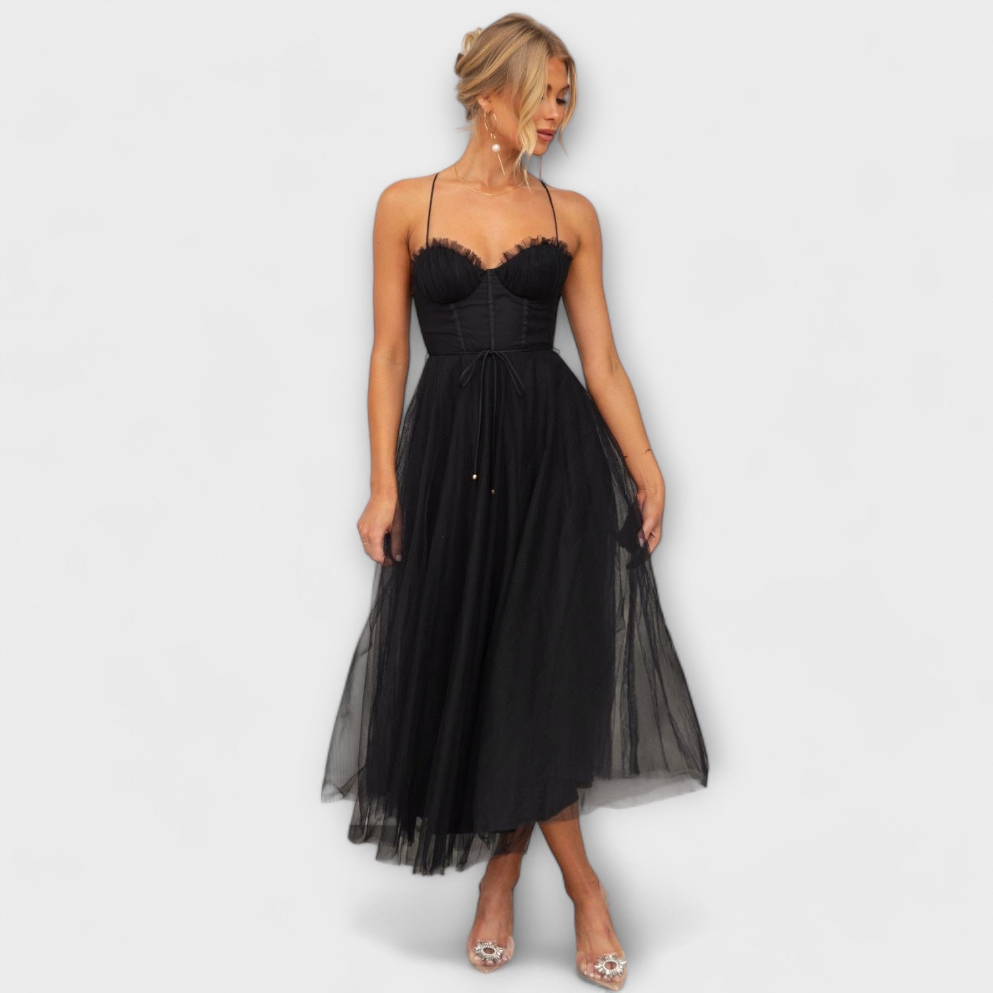 Modern princess chiffon dress with straps for parties