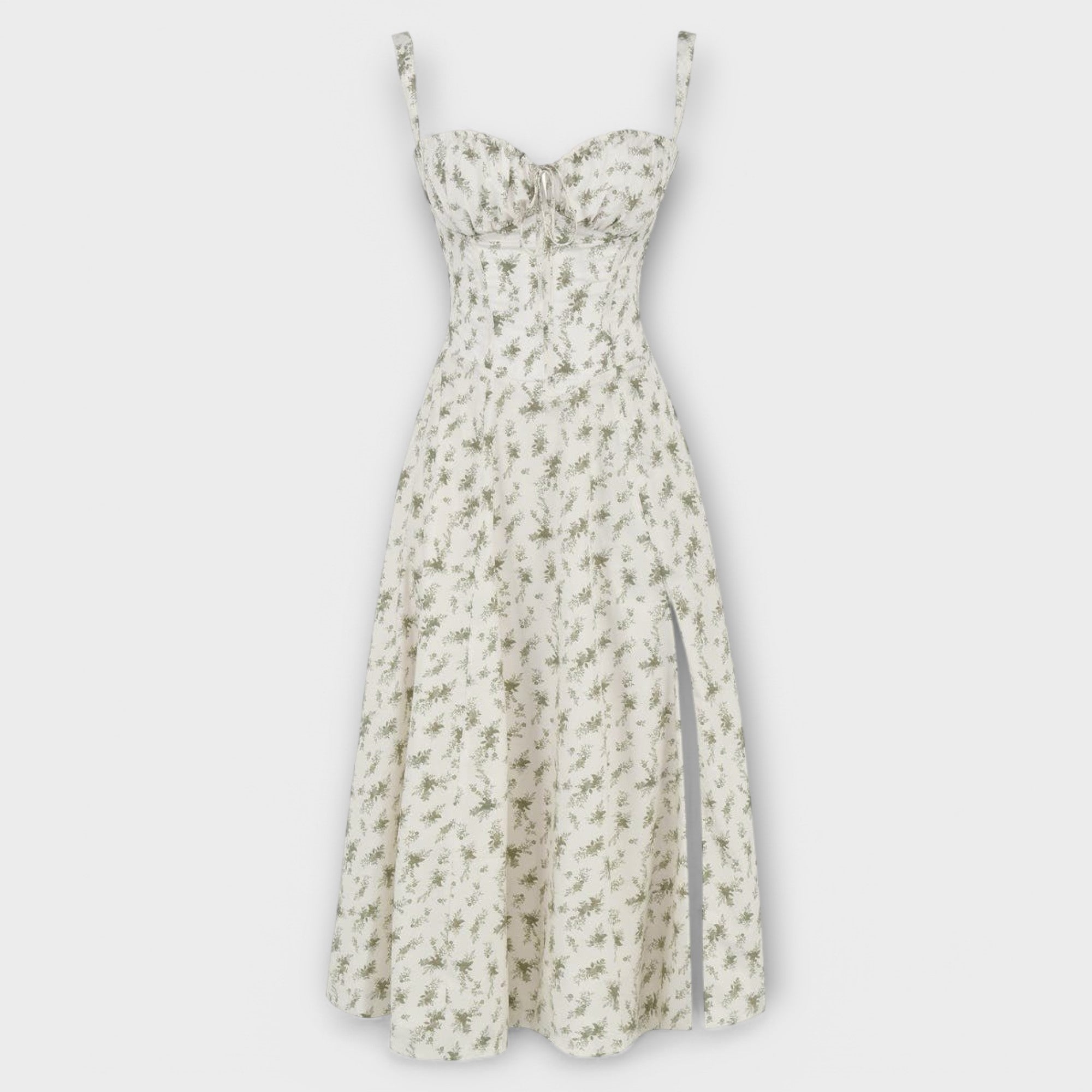 Dress with V-neck. Elegant summer dress