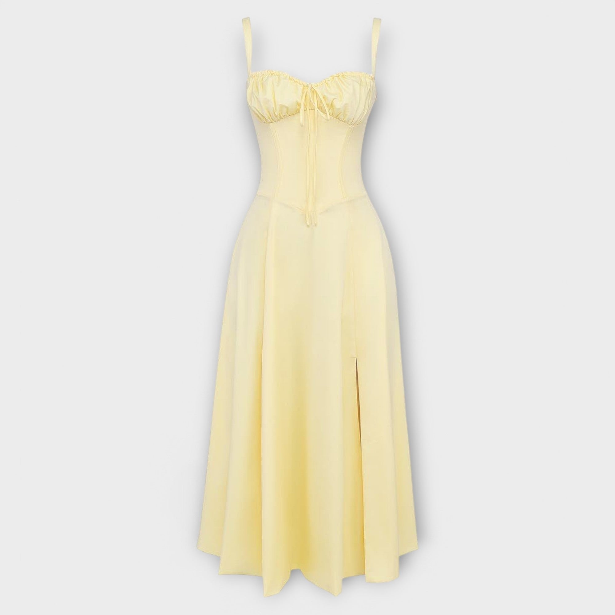 Dress with V-neck. Elegant summer dress