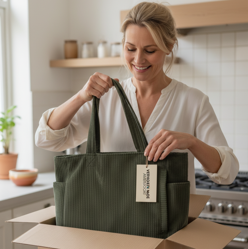 Tilda | Ribbed Tote Bag with Drawstring Detail