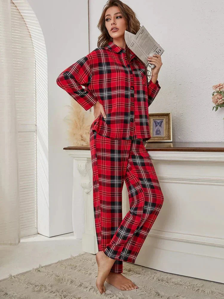 Yara | Women's Red Plaid Pajama Set