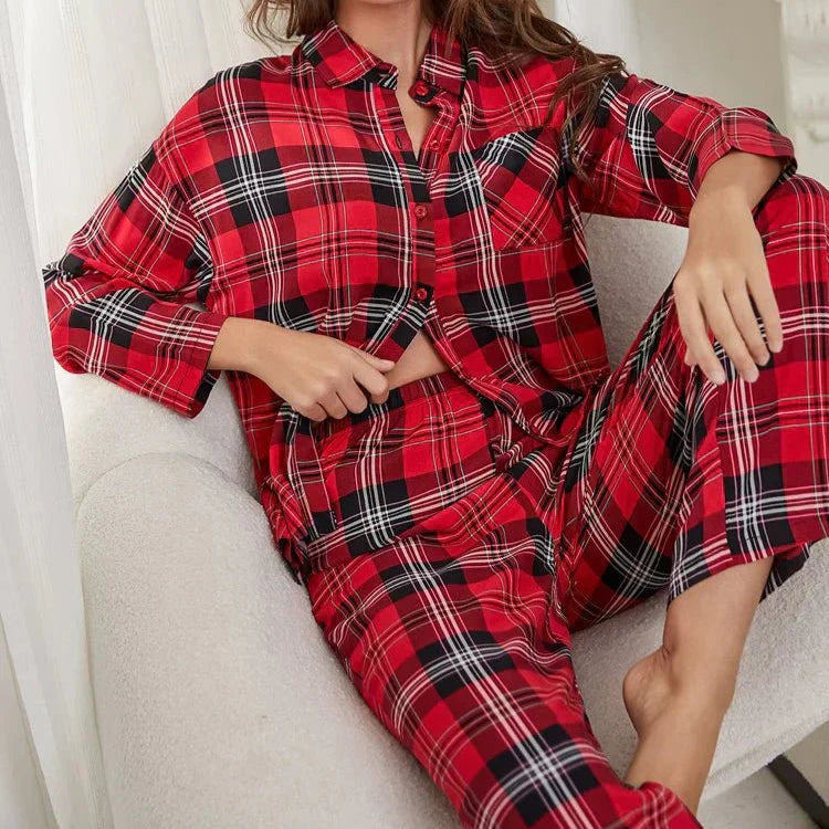 Yara | Women's Red Plaid Pajama Set