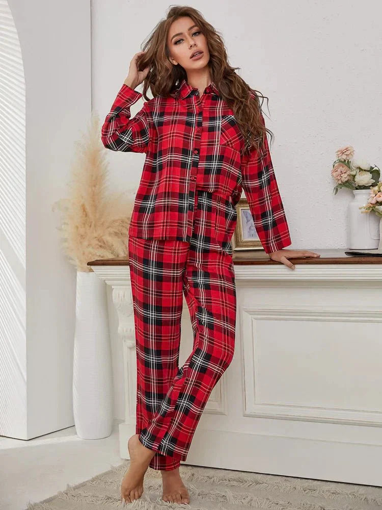 Yara | Women's Red Plaid Pajama Set